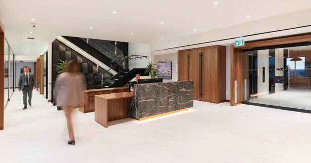 The reception area at Fillmore Riley’s new office.
